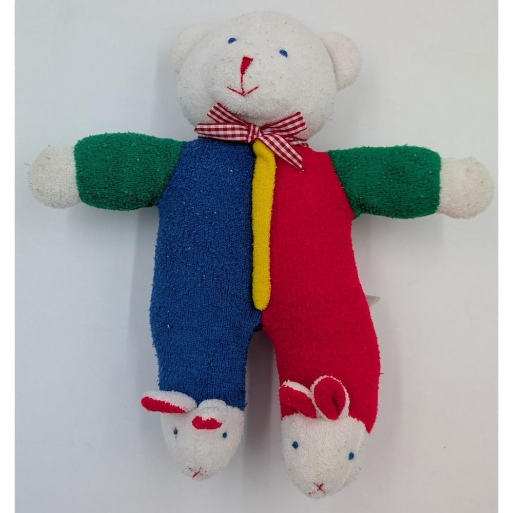 Vintage Soft Dreams Baby Teddy Bear‎ Plush Bow Terry Cloth Plush Primary Colors